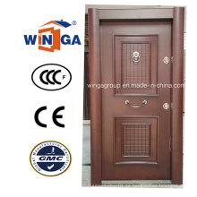 Turquía de lujo de acero de seguridad MDF chapa de madera puerta blindada (W-T33)